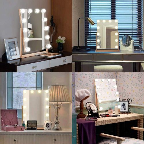  ElectriBrite Lighted Makeup Mirror - Hollywood Makeup Tabletops Cosmetic Mirror with Lights, 12 x 3W Dimmable Vanity Mirror Touch Control - Rose Gold