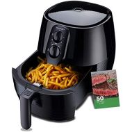 US PIEDLE Air Fryer 5.8QT 1400W Electric Large Deep Fryer Oil-free Knob Healthy Cooker With Detachable Basket Dishwasher Safe Auto Shut Off Temperature Memory W Recipes CookBook, BBQ Rack a