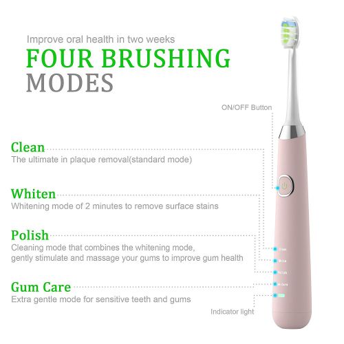  HANASCO Electric Toothbrush, Sonic Rechargeable Toothbrush, Adult Electric Toothbrush with Holder and 2...