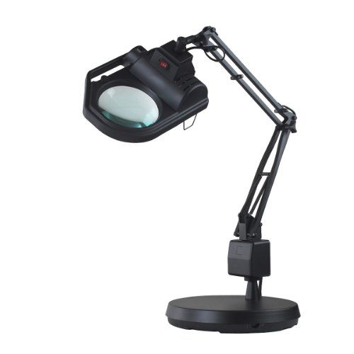  Electrix 7428 BLACK Magnifier Lamp, Halogen, 3-Diopter, Weighted Base Mounting, 45 Reach, 100W, 1600 Raw Lumens