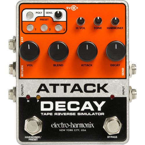  Electro-Harmonix Attack Decay Tape Reverse Simulator Pedal for Electric Guitar