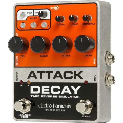  Electro-Harmonix Attack Decay Tape Reverse Simulator Pedal for Electric Guitar