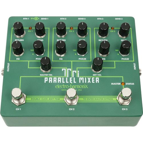  Electro-Harmonix Tri Parallel Mixer - FX Loop Switcher & Mixer Pedal for Electric Guitar & Bass