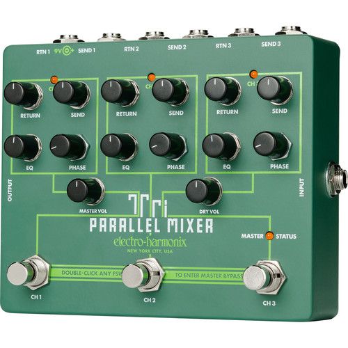  Electro-Harmonix Tri Parallel Mixer - FX Loop Switcher & Mixer Pedal for Electric Guitar & Bass