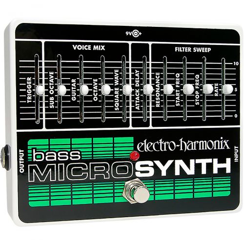  Electro-Harmonix},description:The Bass Micro Synthesizer XO adds the great sounds of the early Moog synthesizers to your bass arsenal. The pedal features 10 slider controls for ult