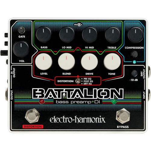  Electro-Harmonix},description:The Electro-Harmonix Battalion Bass Preamp and DI is a compact, flexible pedal that delivers powerful tone shaping capabilities in a rugged pedalboard