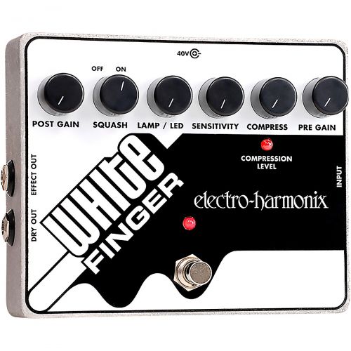  Electro-Harmonix},description:The Electro-Harmonix White Finger Guitar Pedal yields transparent, long sustain that preserves attack. Two optocouplers (LED and lamp) offer distinctl