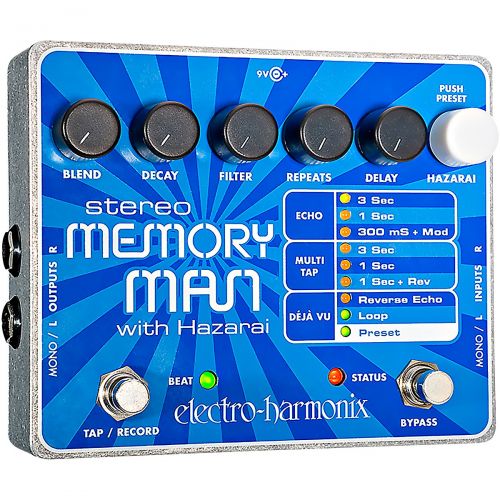  Electro-Harmonix},description:Electro-Harmonix Stereo Memory Man Delay pedal is a multi-tap delay, its an echo, its a reverse echo, its a performance looper with tap tempo, and its