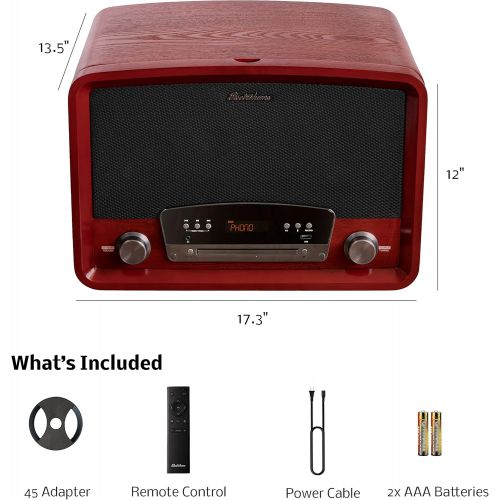  Visit the Electrohome Store Electrohome Kingston 7-in-1 Vintage Vinyl Record Player Stereo System with 3-Speed Turntable, Bluetooth, AM/FM Radio, CD, Aux in, RCA/Headphone Out, Vinyl/CD to MP3 Recording & USB