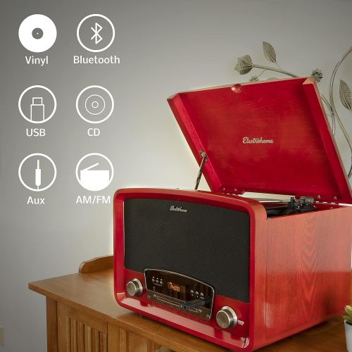  Visit the Electrohome Store Electrohome Kingston 7-in-1 Vintage Vinyl Record Player Stereo System with 3-Speed Turntable, Bluetooth, AM/FM Radio, CD, Aux in, RCA/Headphone Out, Vinyl/CD to MP3 Recording & USB