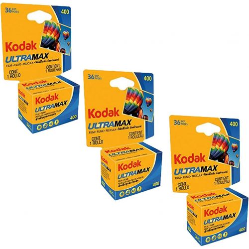  Electronics World Kodak Ultramax 400 Color Print Film 36 Exp. 35mm DX 400 135-36 (108 Pics) (Pack of 3), Basic