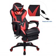 Elecwish Gaming Chair with Footrest Racing Style High-Back PU Leather Office Chair Computer Desk Chair Executive and Ergonomic Style Swivel Chair with Headrest and Massage Lumbar S