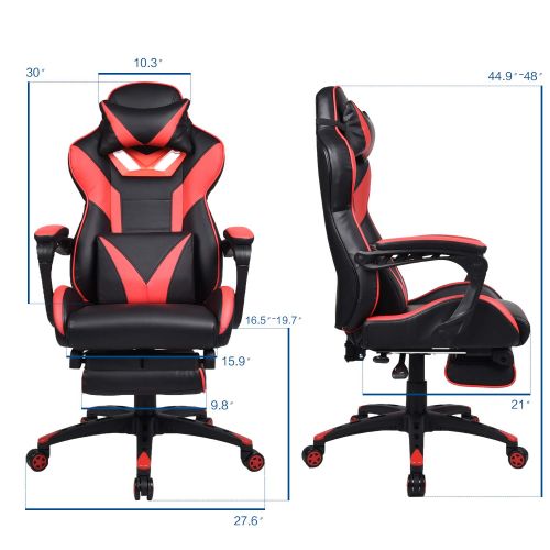  Elecwish Gaming Chair with Footrest Racing Style High-Back PU Leather Office Chair Computer Desk Chair Executive and Ergonomic Style Swivel Chair with Headrest and Massage Lumbar S