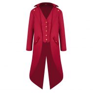 Elefan Cornelia Underwear Mens Steampunk Vintage Red Tailcoat Jacket Gothic Victorian Medieval Halloween Costume Coat