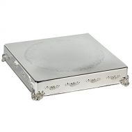 Elegance 18 Square Cake Plateau - 18 Silver Plated Square Cake Plateau with Design