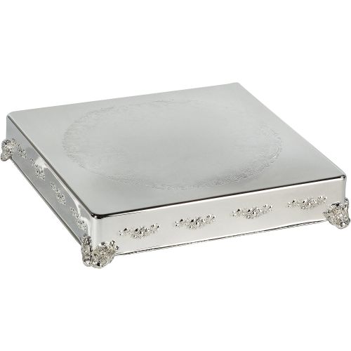  Elegance 18 Square Cake Plateau - 18 Silver Plated Square Cake Plateau with Design