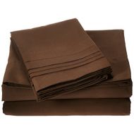 Elegance Linen 1500 Thread Count Egyptian Quality Wrinkle,Fade and Stain Resistant 4-Piece HypoAllergenic Bed Sheet set, Deep Pocket - Queen Chocolate Brown