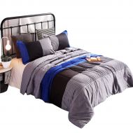 Elegant YOUSA 3-Piece Striped Quilt Set Boys Bedspreads/Coverlet Sets/Comforter Sets Queen (Blue-Striped)