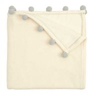Elegant Baby Blanket Poms, Gray/White