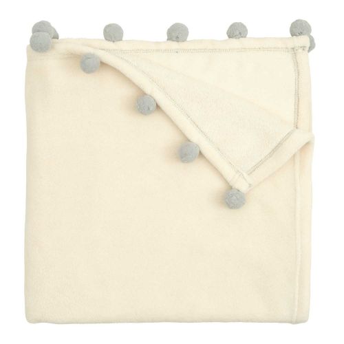  Elegant Baby Blanket Poms, Gray/White