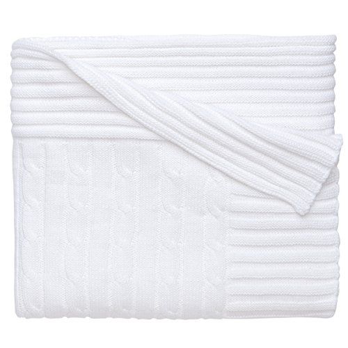  Elegant Baby Premium 100% Cotton Knit Blanket, Classic Cable Knit in Cream, 30 x 40