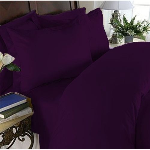  Elegant Comfort Elegance Linen  1500 Thread Count WRINKLE RESISTANT 4 pc Sheet set, Deep Pocket - All Size and Colors , California King Purple