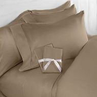 Elegant Comfort 4 Piece 1500 Thread Count Luxurious Ultra Soft Egyptian Quality Coziest Sheet Set, King, Dark Cream/Taupe