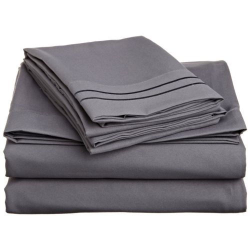  Elegant Comfort 3-Piece 1500 Thread Count Egyptian Quality Bed Sheet Sets with Deep Pockets, Twin/X-Large, Grey