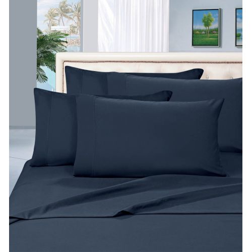  Elegant Comfort 1500 Thread Count Egyptian Quality 6 Piece Wrinkle Free and Fade Resistant Luxurious Bed Sheet Set, Queen, Navy Blue
