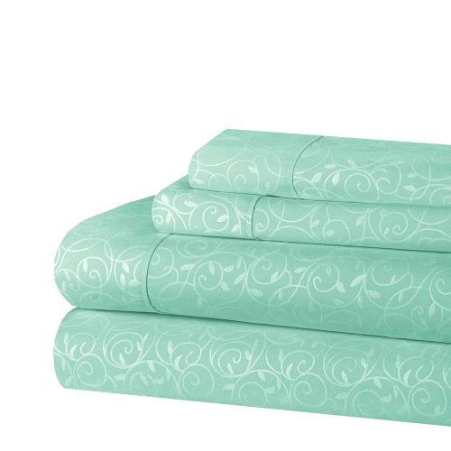  Elegant Comfort Luxurious Silky Soft Coziest 3-Piece Bed Sheet Set Beautiful Design Wrinkle, Mint Green