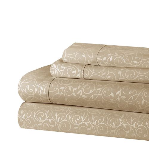  Elegant Comfort Luxurious Silky Soft Coziest 3-Piece Bed Sheet Set Beautiful Design Wrinkle, Taupe