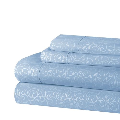  Elegant Comfort Luxurious Silky Soft Coziest 4-Piece Bed Sheet Set Beautiful Design Wrinkle, Light Blue/Aqua, Queen