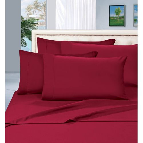  Elegant Comfort 1500 Thread Count Egyptian Quality 6 Piece Wrinkle Free and Fade Resistant Luxurious Bed Sheet Set, King, Burgundy