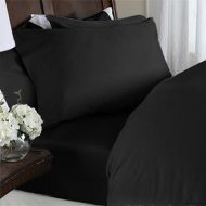 Elegant Comfort 1500 Thread Count Wrinkle Resistant Egyptian Quality Ultra Soft Luxurious 4-Piece Bed Sheet Set, Full, Black