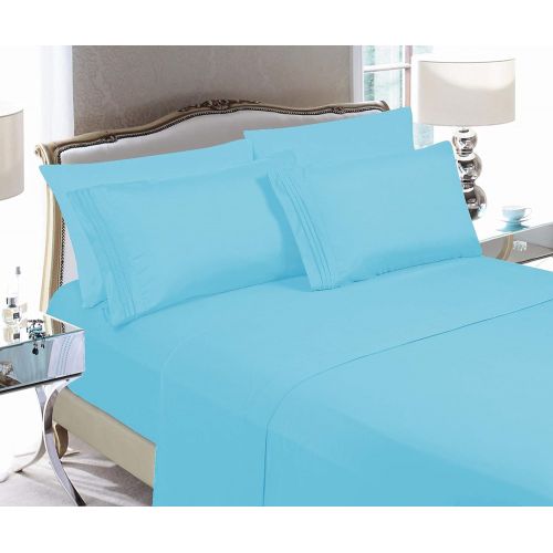  Elegant Comfort 4-Piece 1500 Thread Count Egyptian Quality Bed Sheet Sets with Deep Pockets, Full, Aqua