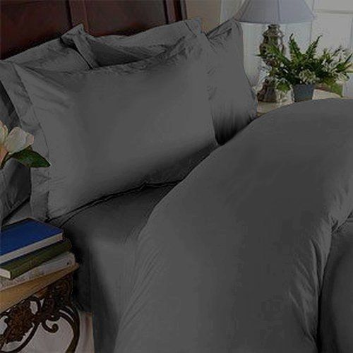  Elegant Comfort 1500 Thread Count Wrinkle Resistant Egyptian Quality Ultra Soft Luxurious 4-Piece Bed Sheet Set, Full, Gray