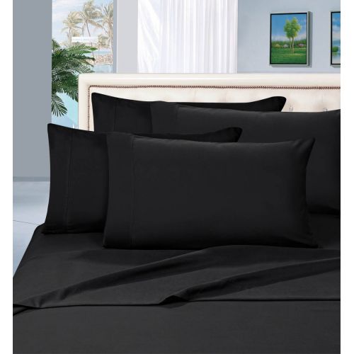  Elegant Comfort 1500 Thread Count Egyptian Quality 6 Piece Wrinkle Free and Fade Resistant Luxurious Bed Sheet Set, California King, Black