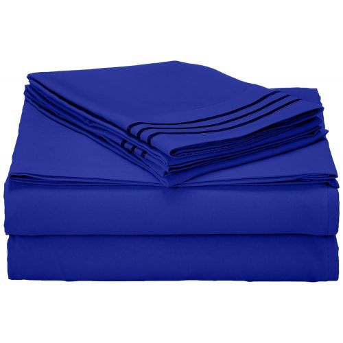  Elegant Comfort 1500 Thread Count Wrinkle Resistant Egyptian Quality Ultra Soft Luxurious 4-Piece Bed Sheet Set, Full, Royal Blue