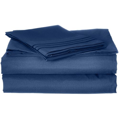  Elegant Comfort 3-Piece 1500 Thread Count Egyptian Quality Bed Sheet Sets with Deep Pockets, Twin/X-Large, Navy
