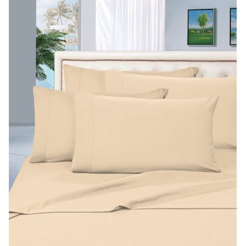  Elegant Comfort 1500 Thread Count Egyptian Quality 6 Piece Wrinkle Free and Fade Resistant Luxurious Bed Sheet Set, Queen, Cream