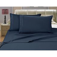 Elegant Comfort Luxury 4-Piece Bed Sheet Set 1500 Thread Count Egyptian Quality Wrinkle,Fade and Stain Resistant Deep Pocket, HypoAllergenic, Queen, Navy Blue