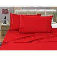 Elegant Comfort Luxury Wrinkle,Fade and Stain Resistant 1500 Thread Count Egyptian Quality 4-Piece Bed Sheet Set, Deep Pocket, HypoAllergenic, Queen Size , Red