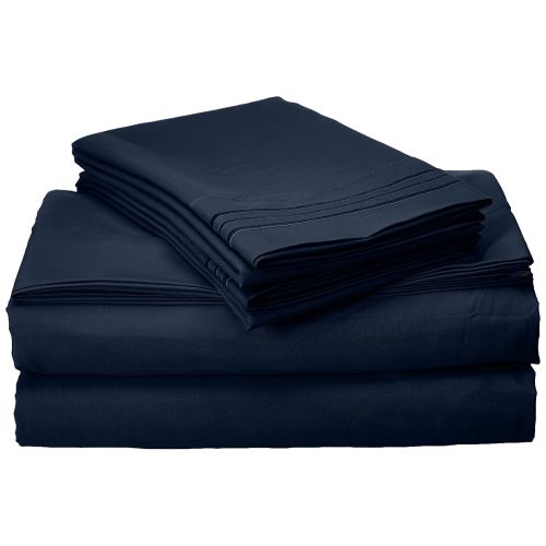 Elegant Comfort 1500 Thread Count Egyptian Quality 4-Piece Bed Sheet Sets, Queen, Deep Pockets, Navy