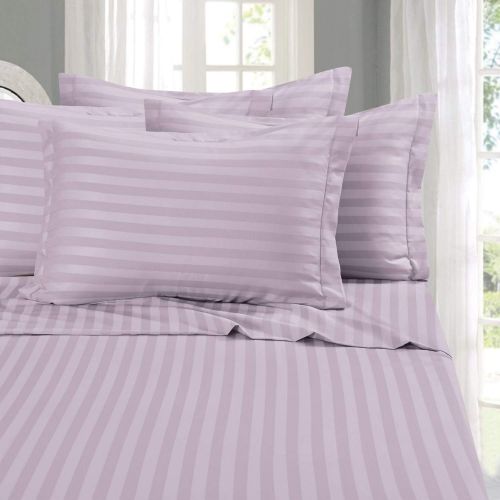  Elegant Comfort Wrinkle & Fade Resistant 1500 Thread Count - Damask Stripes Egyptian Quality Luxurious Silky Soft 4pc Sheet Set, Up to 16 Deep Pocket, Queen, Lilac