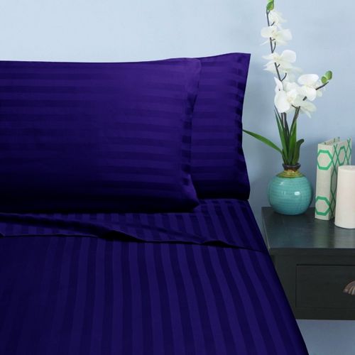  Elegant Comfort Wrinkle & Fade Resistant 1500 Thread Count - Damask Stripes Egyptian Quality Luxurious Silky Soft 4pc Sheet Set, Up to 16 Deep Pocket, Queen, Lilac