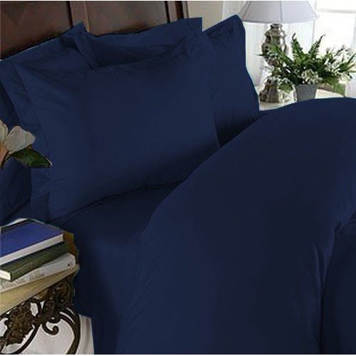  Elegant Comfort 1500 Thread Count Wrinkle & Fade Resistant Egyptian Quality Ultra Soft Luxurious 4-Piece Bed Sheet Set, King, Navy