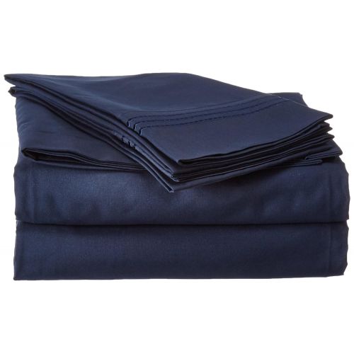  Elegant Comfort 1500 Thread Count Wrinkle & Fade Resistant Egyptian Quality Ultra Soft Luxurious 4-Piece Bed Sheet Set, King, Navy