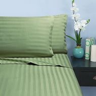 Elegant Comfort Silky-Soft 1500 Thread Count Egyptian Quality Wrinkle-Free 4-Piece Stripe Sheet Set, Queen, Sage