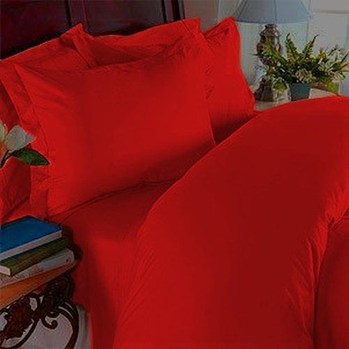  Elegant Comfort 1500 Thread Count Wrinkle Resistant Egyptian Quality Ultra Soft Luxurious 3-Piece Bed Sheet Set, Twin, Red