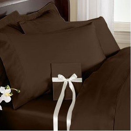  Elegant Comfort 1500 Thread Count Wrinkle & Fade Resistant Egyptian Quality Ultra Soft Luxurious 4-Piece Bed Sheet Set, Queen, Chocolate Brown